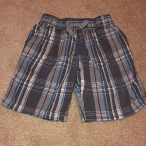 Boys grey and blue plaid shorts